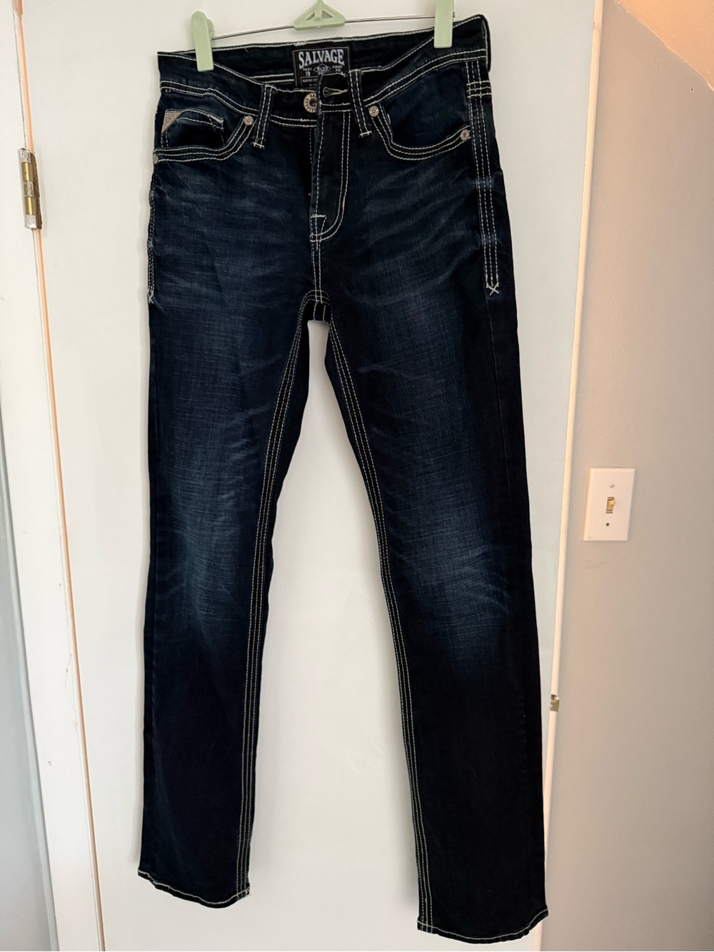 Salvage Men's Dark Indigo Havoc Straight Leg Jeans Slim Fit